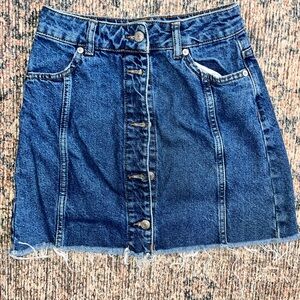 Topshop Blue Denim A-Line Skirt